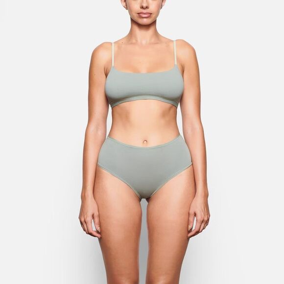 Skims Cotton Jersey Scoop Bralette Mineral Size Large - Picture 2 of 11